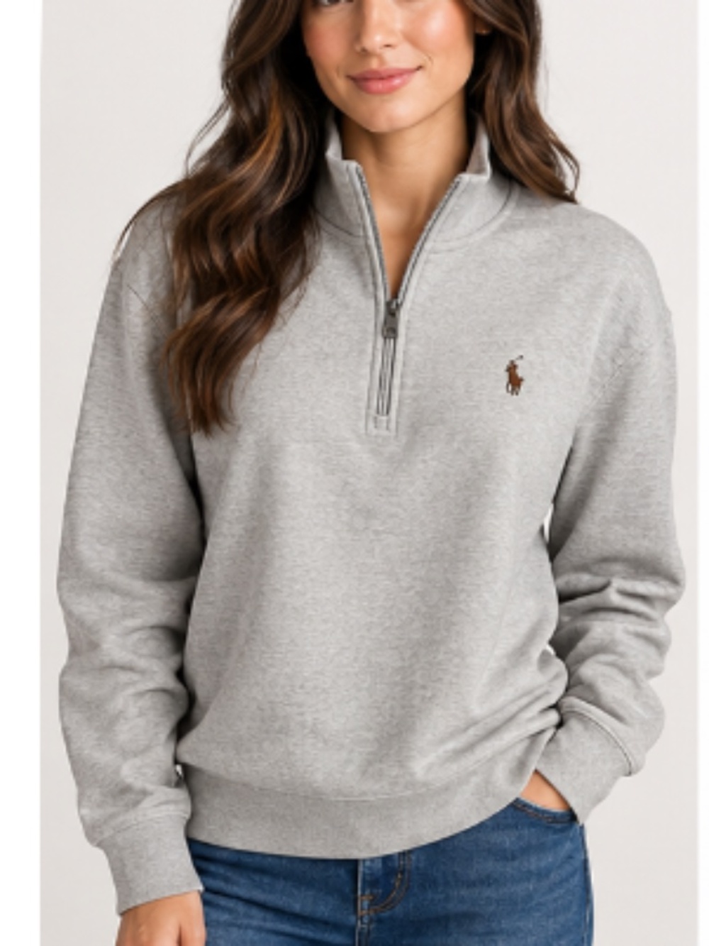 NWT POLO RALPH LAUREN Light Beige Quarter-Zip UNISEX Sweatshirt Size US L